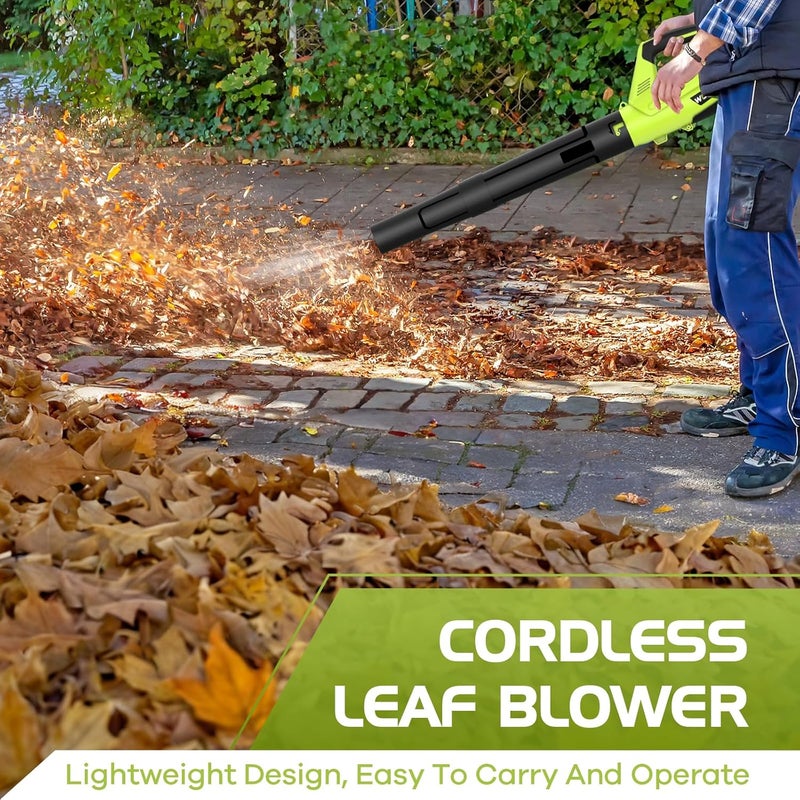 WOLFMEN Leaf Blower, Electric Cordless Leaf Blower with 2 Batteries and Charger, 2 Speed Mode, Lightweight Cordless Blower for Blowing Leaves, Patio Cleaning, Blowers for Lawn Care and Dust - Image 2